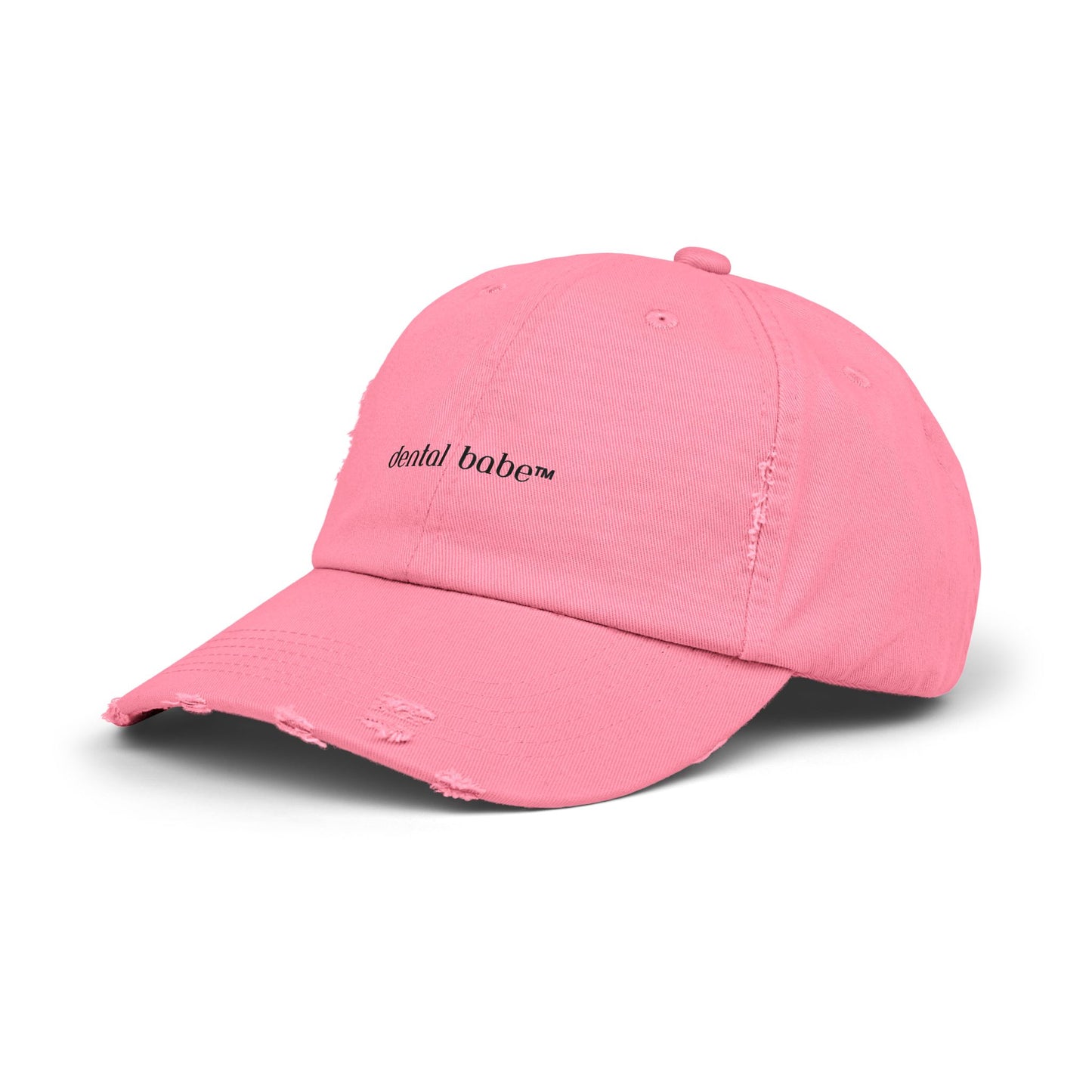 Dental Babe Distressed Cap — Pink Embroidered Dentist Hat