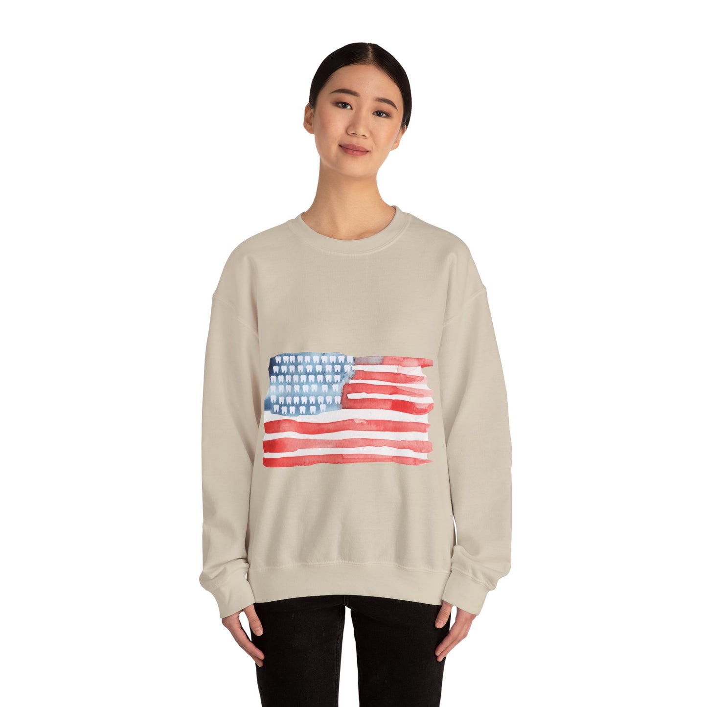 American Watercolor Tooth Flag Sweatshirt