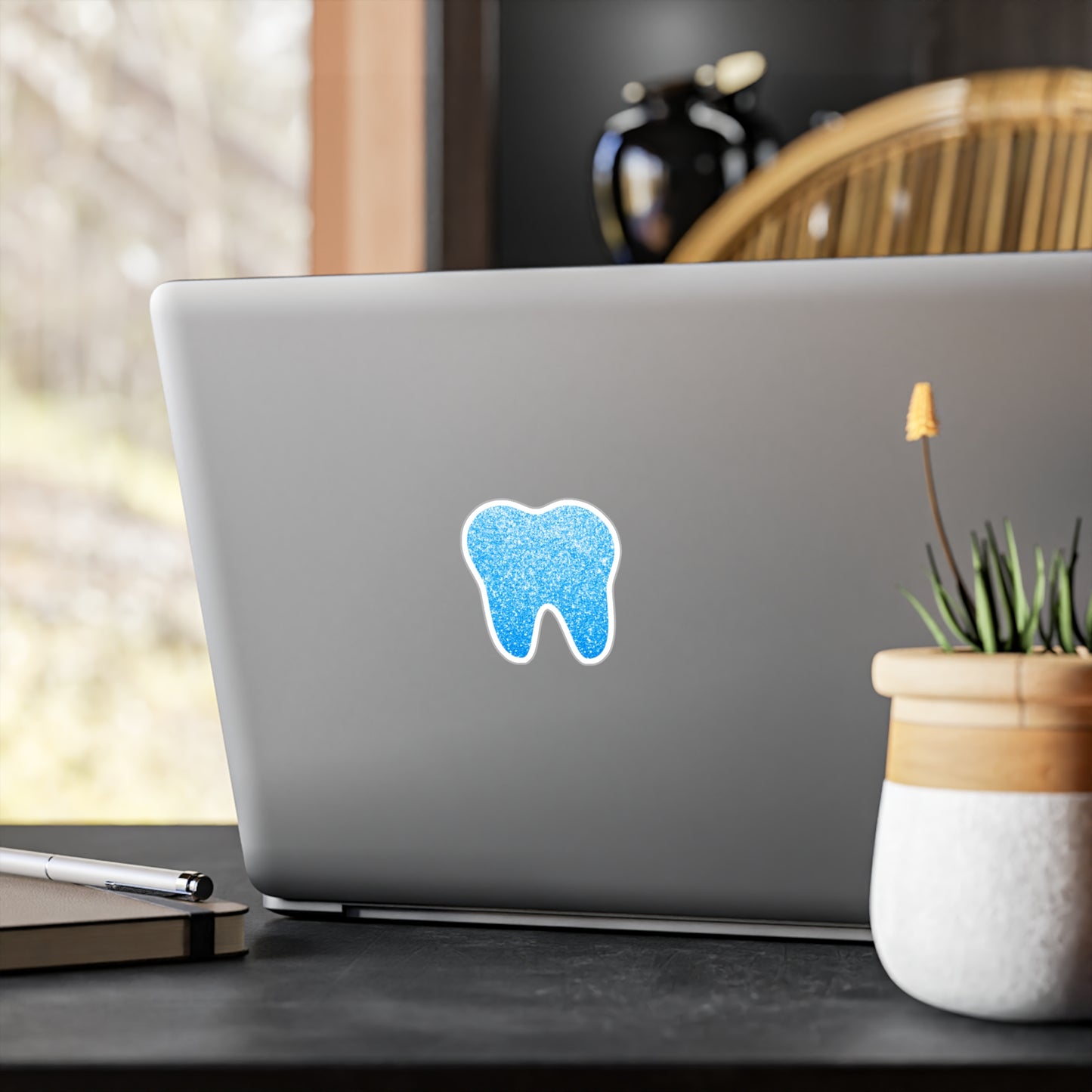 Blue Glitter Tooth Kiss-Cut Vinyl Decal — Dental Sticker for Dentists, Hygienists & Kids