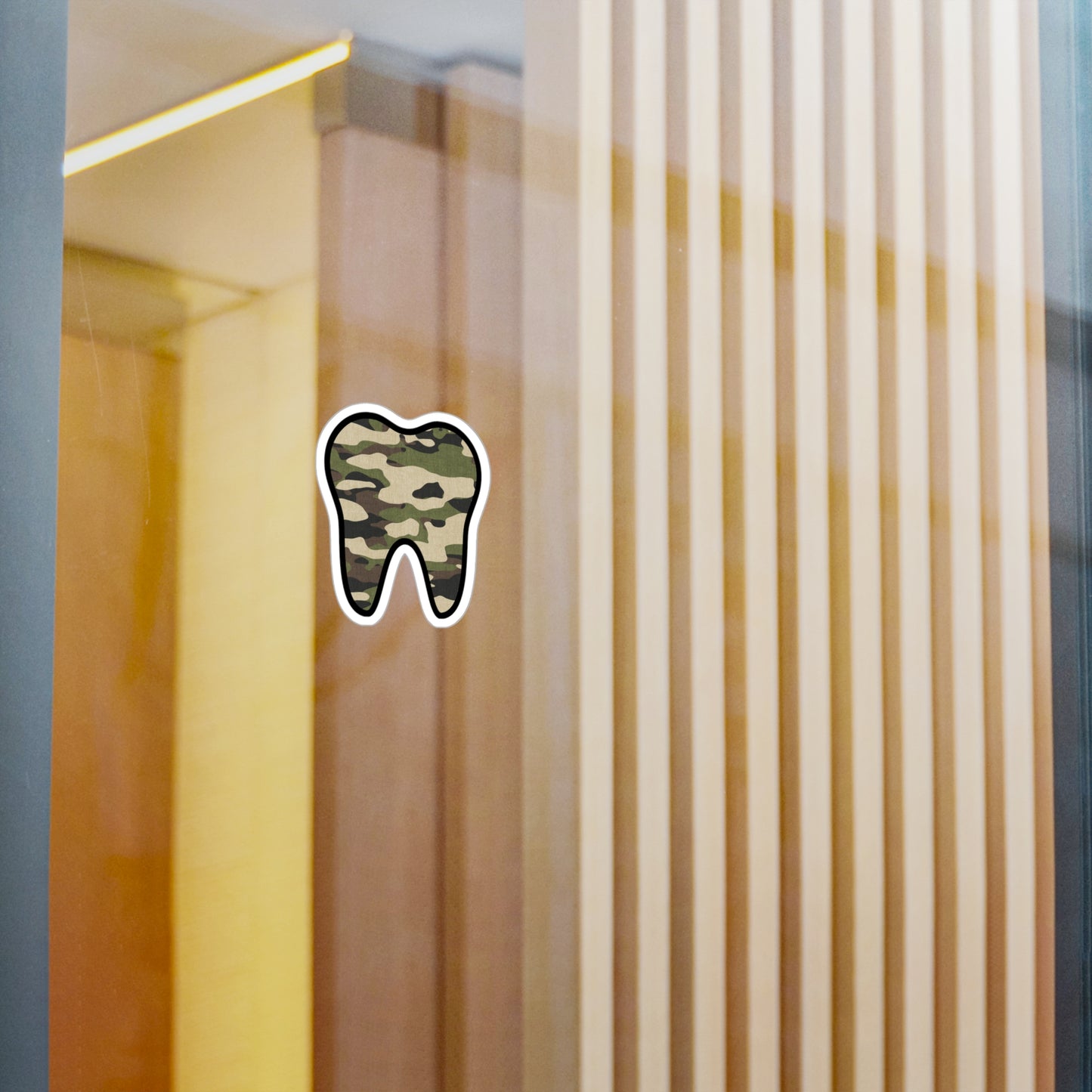 "Camo Tooth" Vinyl Sticker — Kiss-Cut Decal for Dentists & Dental Fans