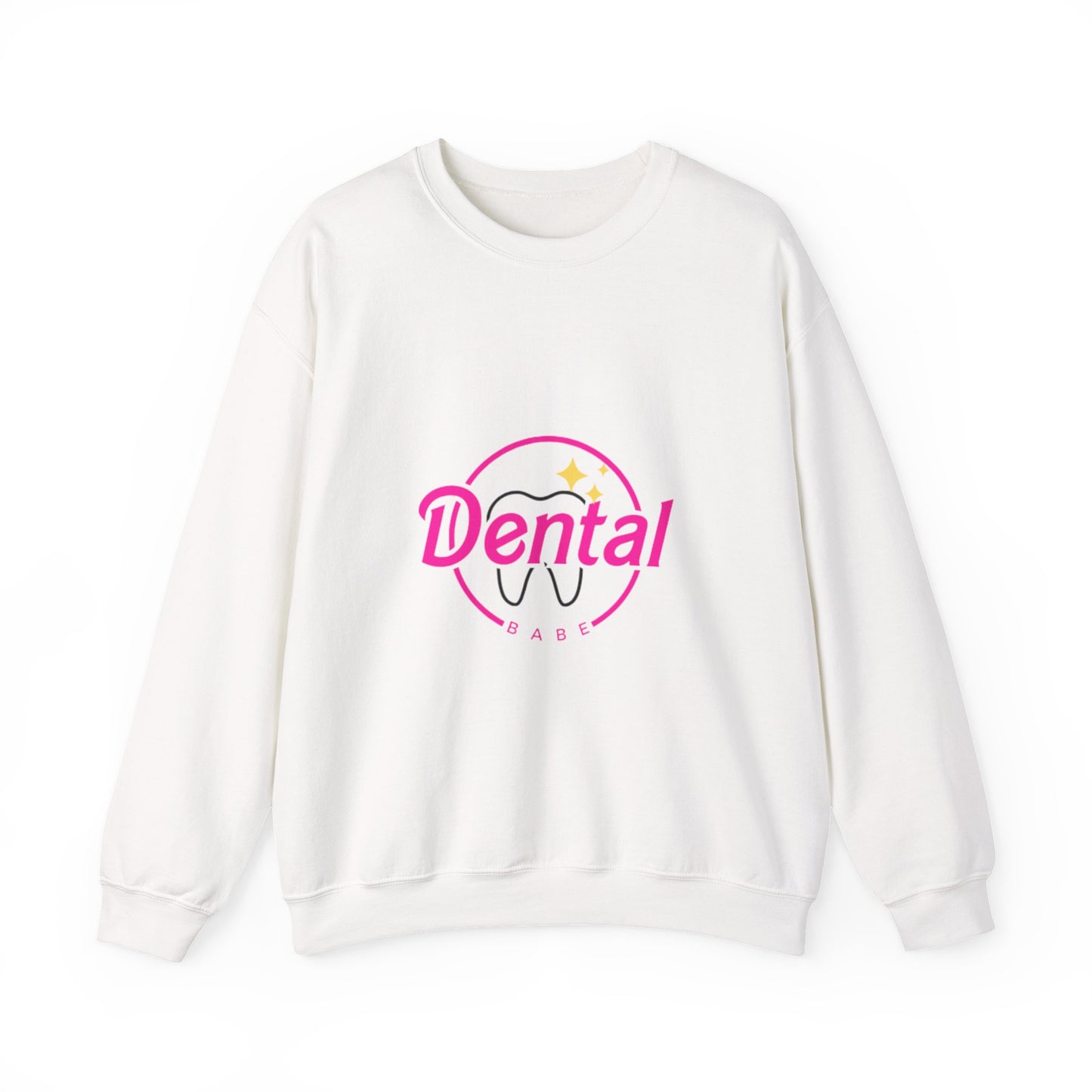 Dental Babe Crewneck Sweatshirt — Cute Pink Tooth Logo for Dental Students & Hygienists