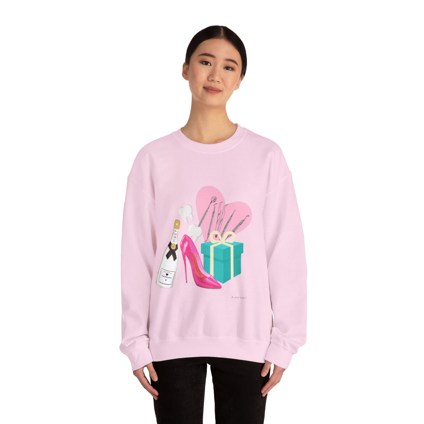 Dental Celebration Icons Sweatshirt — Champagne, High Heel & Gift Crewneck