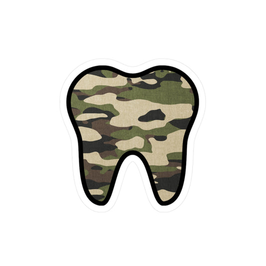 "Camo Tooth" Vinyl Sticker — Kiss-Cut Decal for Dentists & Dental Fans