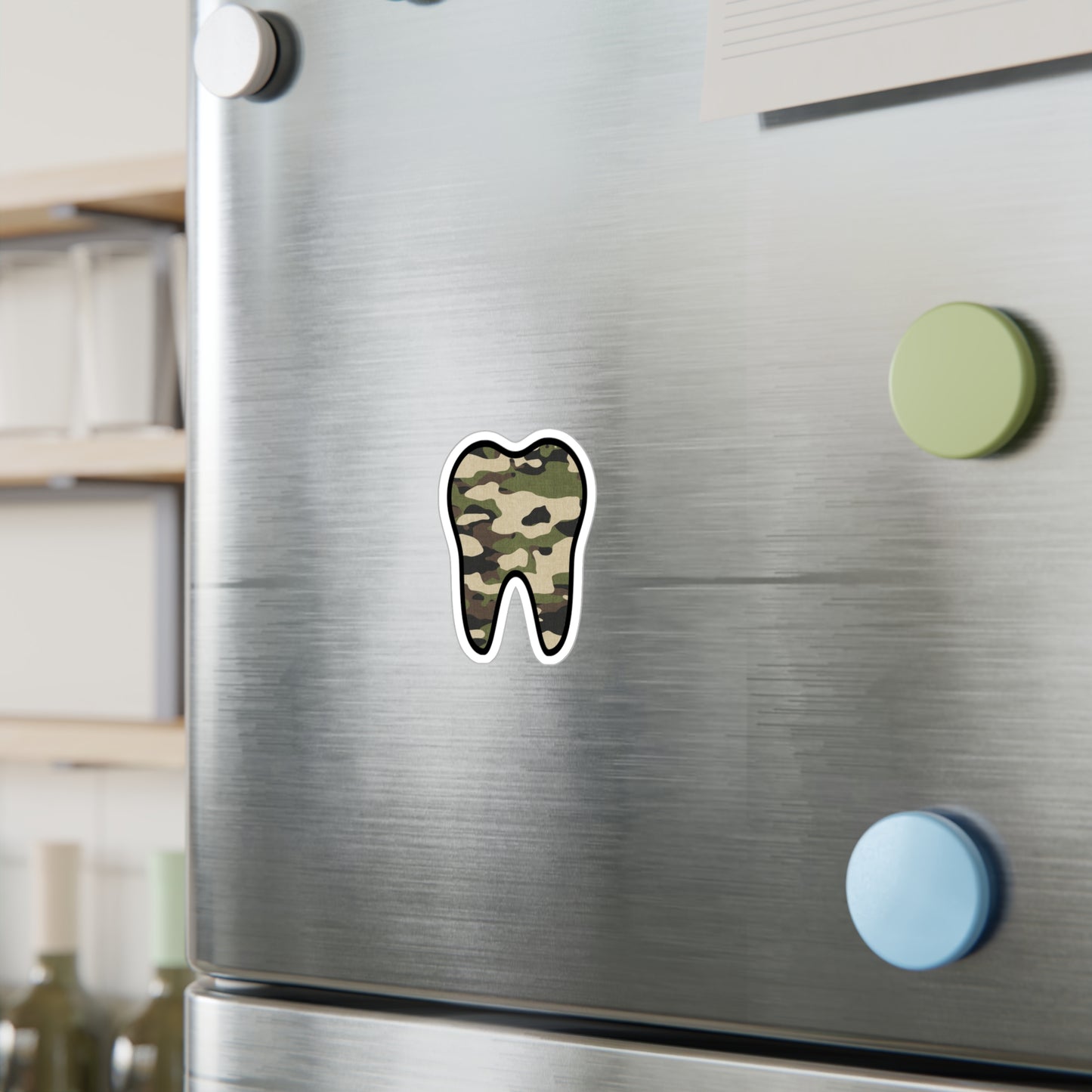 "Camo Tooth" Vinyl Sticker — Kiss-Cut Decal for Dentists & Dental Fans