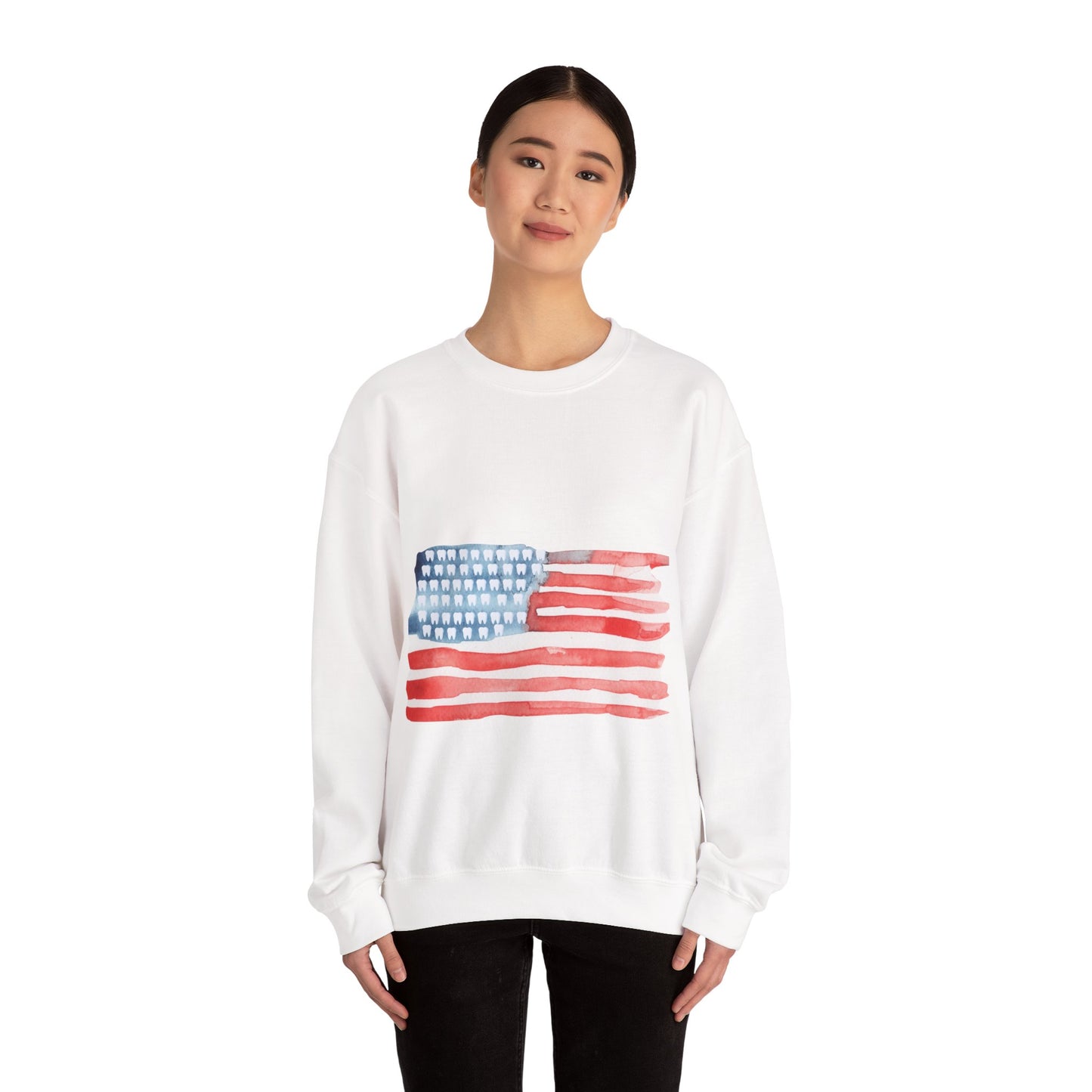 American Watercolor Tooth Flag Sweatshirt