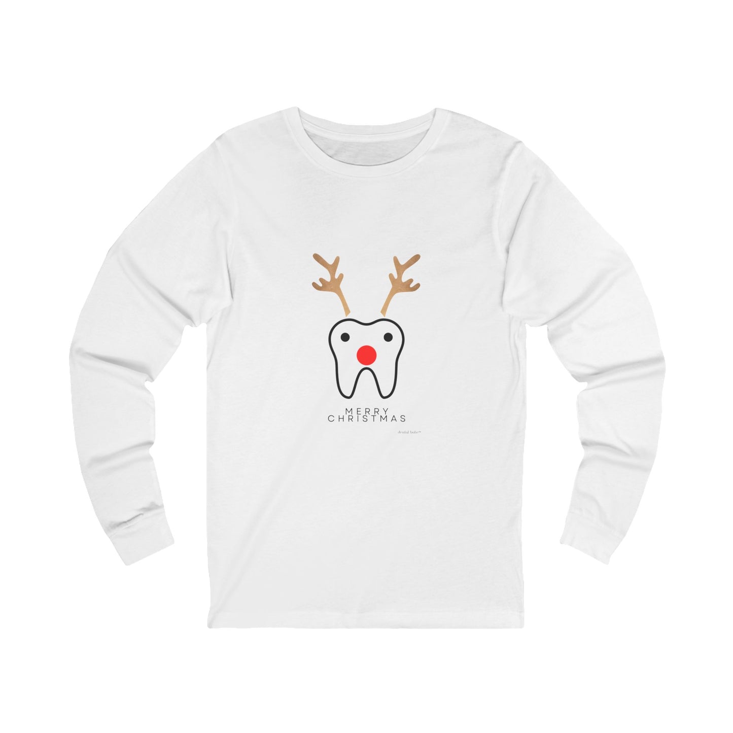 Reindeer Tooth Christmas Long Sleeve Tee — Cute Holiday Dental Graphic