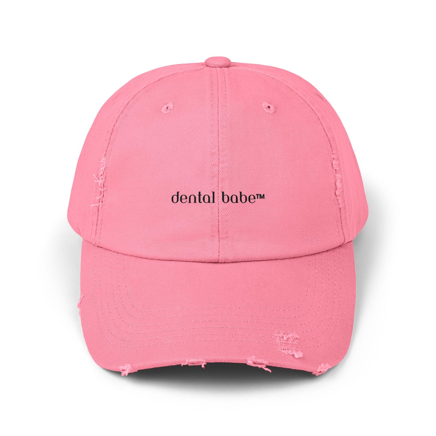 Dental Babe Distressed Cap — Pink Embroidered Dentist Hat