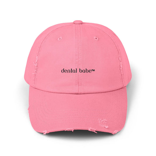 Dental Babe Distressed Cap — Pink Embroidered Dentist Hat